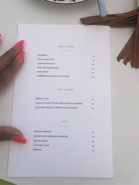 dior miami cafe menu|Dior cafe Miami menu prices.